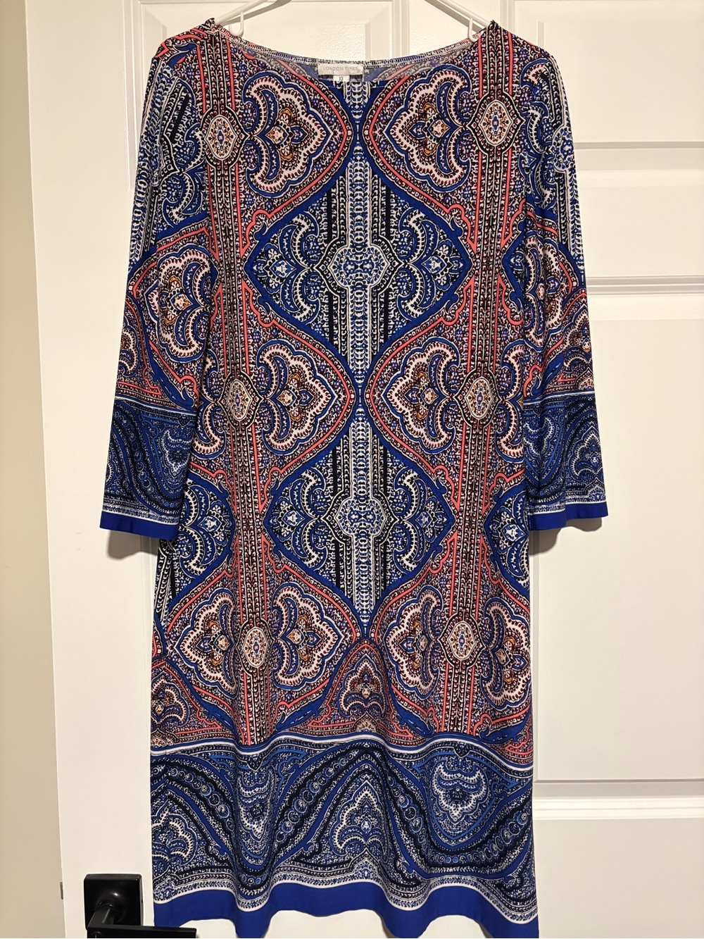 London Times Blue and Red Paisley Midi Dress